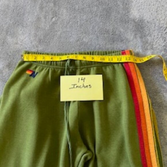 Aviator Nation 5 Stripe Sweatpants Green "Rainbow Stripe" - Picture 5 of 6